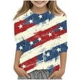 thumbnail image 2 of BRGZLK Kids Independence Day 3/4 Sleeve T-Shirts American Flag Tees Cute Round Neck Casual Pullover Top For Middle And Large Children's Boys And Girls Multicolor 5-6 Years, 2 of 5