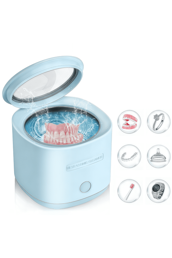 Ultrasonic Cleaner for Denture,42Khz, Portable Jewelry Cleaner Ultrasonic Machine for Eyeglasses, Denture, Silver,Watches, Makeup Brush,Earrings