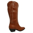 thumbnail image 3 of Soda Women's Faux Leather Stitching Cowboy Knee High Boots, Cognac, 7 M US, 3 of 5