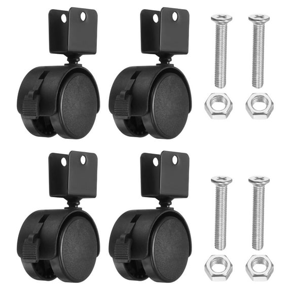 Uxcell 2" Swivel Caster with 0.63" U Bracket, 4 Pack 360° Rotation Wheel with Brake Locking Caster