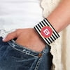 Personalized Black and White Stripes Cuff Bracelet