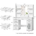 thumbnail image 3 of ELYKEN 43"W Makeup Vanity Desk with RGB Mirror, 7 Drawers&Power, White, 3 of 10
