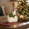 thumbnail image 4 of Christmas Snow House Ceramic Decor, Lighted Green Roof Village House with LED and Classic Style, Ornament for Home, Mantel, Tabletop, Holiday, Party, Seasonal, Gift, Display, Multicolor A, 4 of 6
