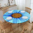 thumbnail image 3 of Round Fitted Tablecloth with Elastic Blue Daisy Bright Flowers Round Outdoor Tablecloths Fitted Table Covers for Round Tables Waterproof Reusable Vinyl Table Cloth for Indoor and Outdoor 62"-68", 3 of 7