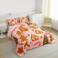 thumbnail image 4 of Manfei Kawaii Gingerbread Man Queen Comforter Set,Gchic Christmas Tree Bedding Sets,Pink Brown Red Bedding Comforter Set For Girls Kids,Breathable Home Decor Reversible,3 Pieces, 4 of 9