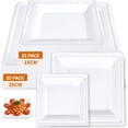 thumbnail image 1 of 50 Platos De Plástico Reutilizables y Elegantes, 25 Platos Cuadrados De 26 CM y 25 Platos De 16 CM, Plato a Prueba De Líquidos Es Adecuado Para Fiestas, Cenas, Bodas y Graduaciones, 1 of 4