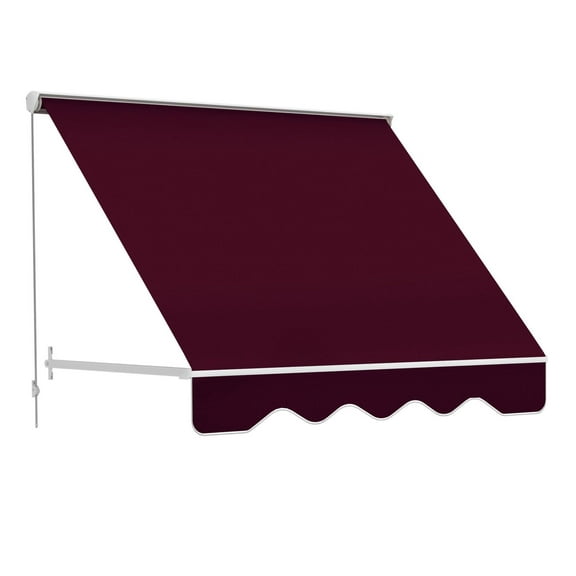 6' Retractable Window Awning - Manual Drop Arm Sun Shade for Patio, Balcony, Wine Red