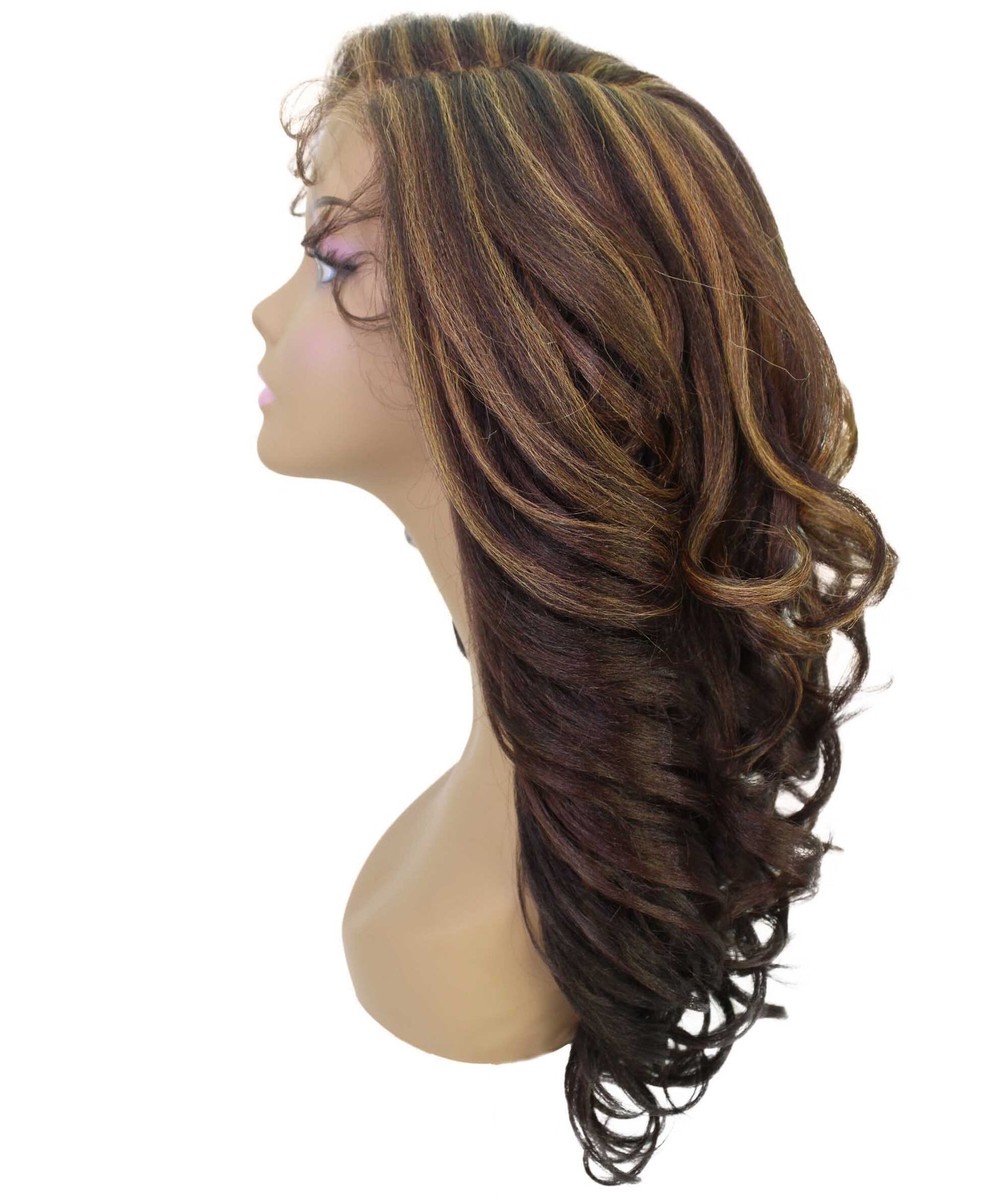 LUXLUXE Nia 20" Layered Wig | HD Lace Front Layered Wig for Black Women, Pre-Plucked Glueless Synthetic Body Wave Wig for Party & Daily Wear