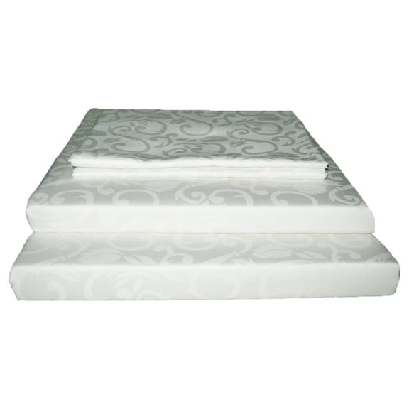 Just Linen 300 TC 100% Egyptian Cotton, Genuine Jacquard Damask, Solid Color King Sheet Set with Deep Pocketed Fitted Sheets