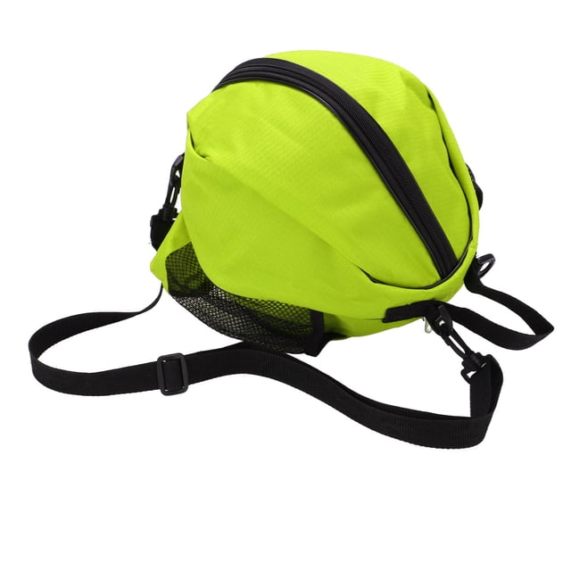 Sacs de Basketball Ronds en Maille, Pochette de Rangement en Tissu Oxford pour Exercice Intérieur, Vert avec Bords Noirs