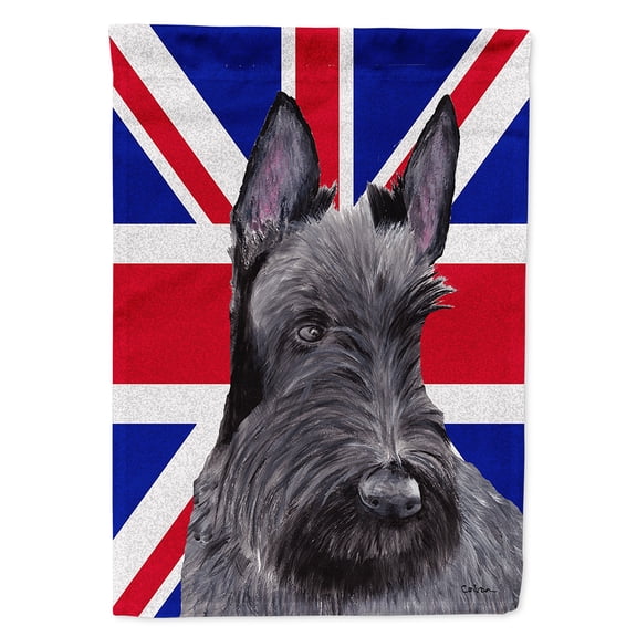 Scottish Terrier with English Union Jack British Flag Flag Canvas House Size