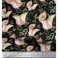 thumbnail image 3 of Soimoi Black Cotton Duck Fabric Dinosaurs & Leaves Kids Printed Craft Fabric by the Yard 42 Inch Wide, 3 of 3