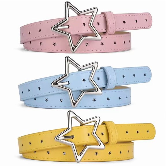 Yoyauz Girls Belt kids PU Leather Belt Cut-out Belt With Metal Buckle Kids Belt Fit Girl Size