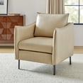 thumbnail image 2 of Vegan Leather Upholstered Accent Chair Lounge Armchair Sofa Moveable Cushion Metal Legs Reception Bedroom Beige, 2 of 7