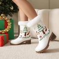 thumbnail image 2 of Y-57 White Womens Casual Thick Sole Thick Heel Winter Round Head High Heels Thick Short Boots Ladies Trendy, 2 of 5