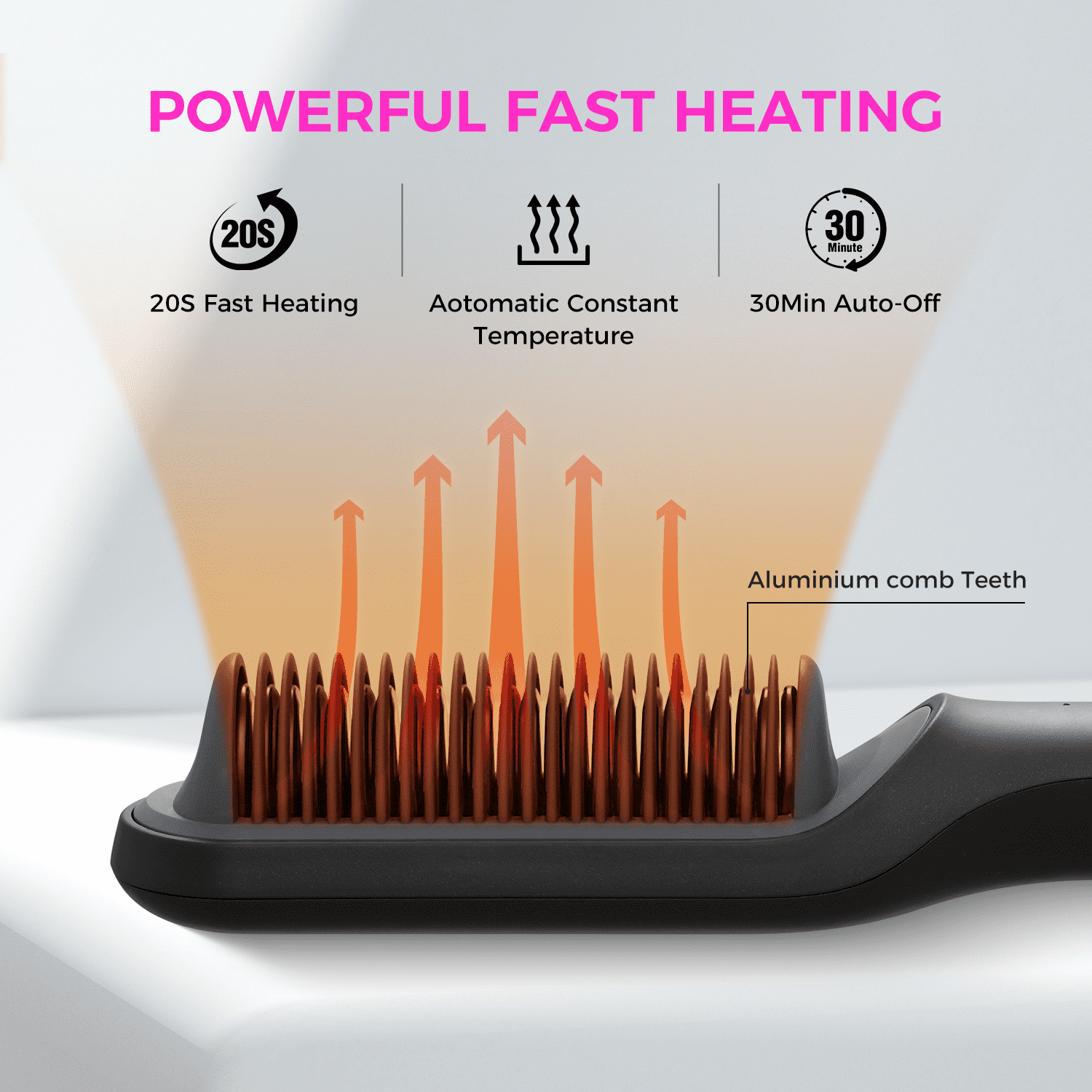 Goolioo Ionic Hair Straightener Brush, Anti-Scald Ceramic Coating, Black