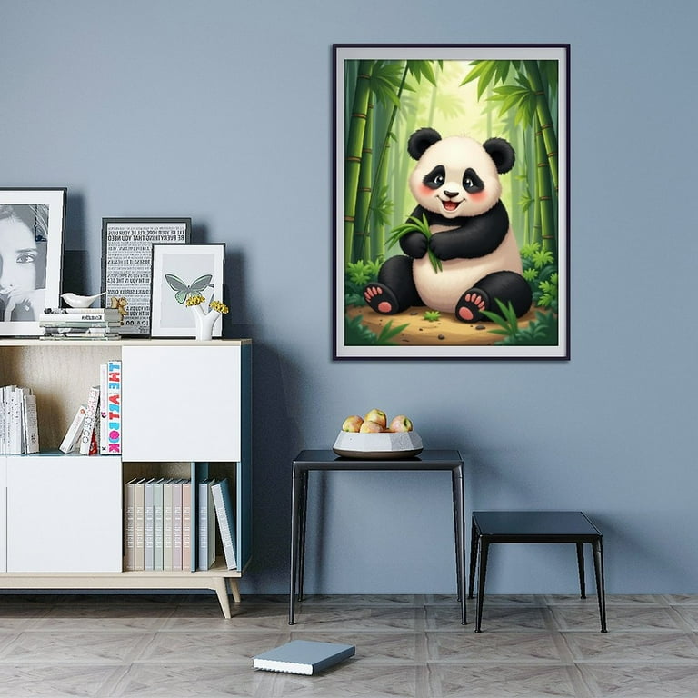 Diamond Art Kit for Adults, Cute Panda Playing Forest Diamond