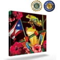 thumbnail image 2 of Canvas Print Wall Art for Bathroom Kitchen Wall Decor Frog in Flower Puerto Rico Flag Picture Painting Contemporary Artwork Stretched and Framed for Bedroom 16x16in, 2 of 6