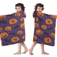 thumbnail image 4 of Halloween Pumpkin Bat Pattern Hooded Bath Towel，50"x30" for Ages 3 To 12 Kids, Quick Dry Lightweight Soft Microfiber Hood Beach Towel Cover Up for Kids, 4 of 7