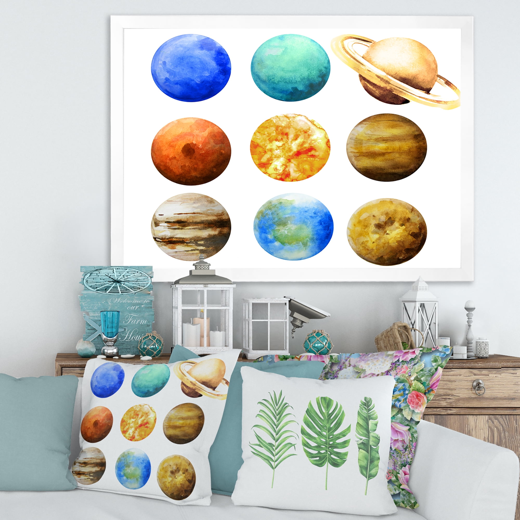 Designart 'Different Planets In Orbit' Modern Framed Art Print