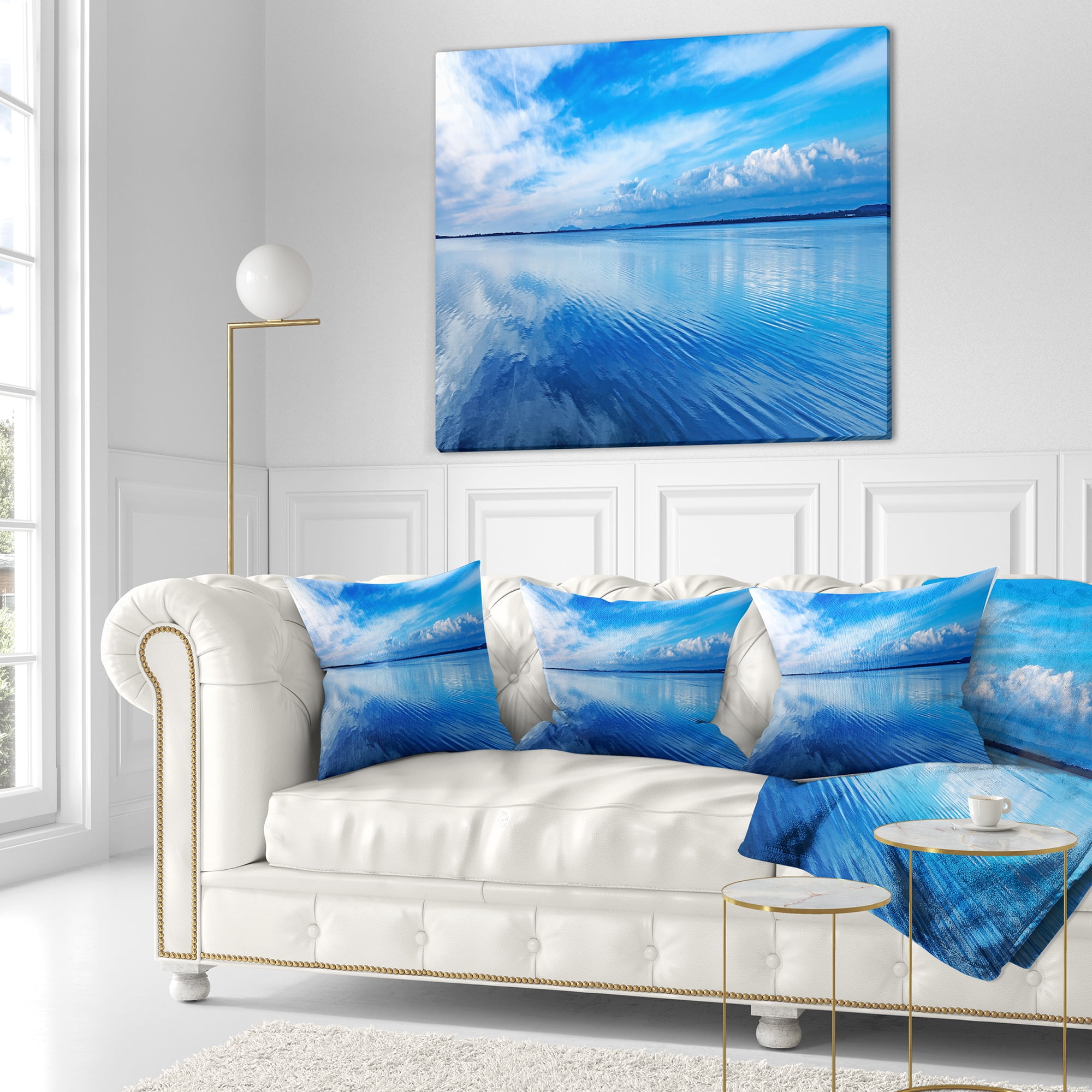 Designart Sunset Blue Panoramic Landscape - Landscape Wall Throw Pillow - 16x16