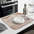 thumbnail image 3 of Brown Boho Line Art Plant Pattern Dish Drying Mat for Kitchen 1 Pack, Ultra Absorbent Microfiber Dishes Drainer Mats,16"x18", 3 of 6