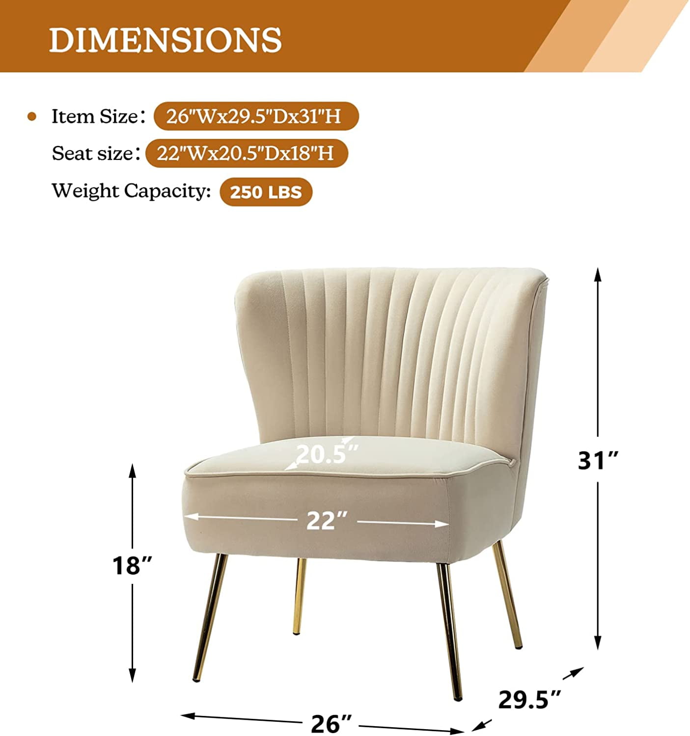 Metal Chair Tan Leg 2,Upholstered Accent of Gold Chairs Adult Side Set Home Bedroom Velvet