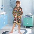 thumbnail image 5 of FORMRS Niños Bathrobe Unisex Hooded Robe Soft Plush Pajamas Sleepwear, Size 4-6T, Vibrant Flowers, 5 of 7
