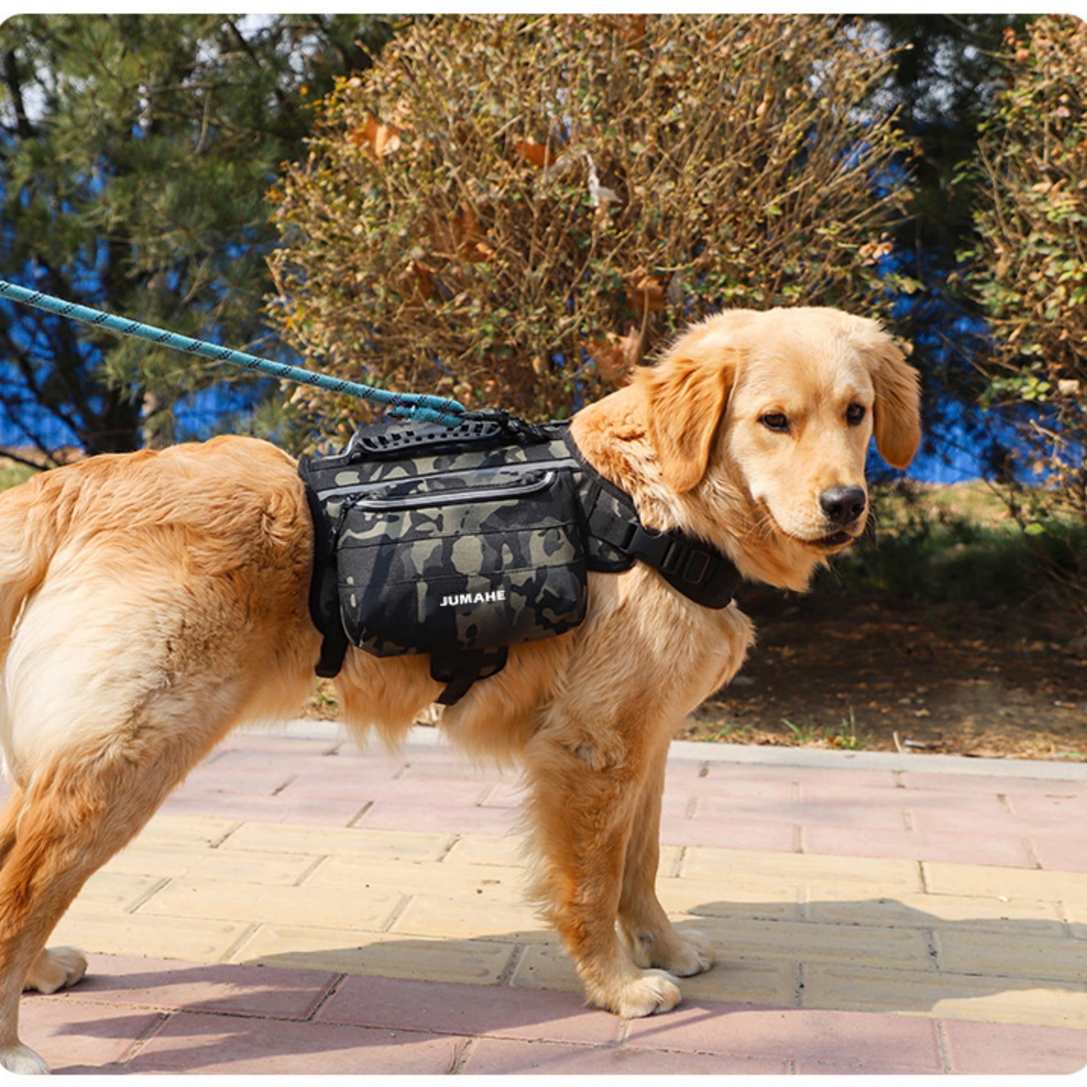 Tactical Dog Backpack Saddlebag - Large Capacity, Reflective Strips, Adjustable Fit for Hiking & Walking
