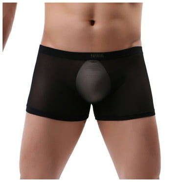 MuZeFu Stretch Mesh Comfortable Sweat-Absorbing Ultra-Thin Underpants Large Underwear Men Transparent Mesh Quadrangle Trousers Flat Pants Sexy Pants Knickers
