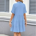 thumbnail image 7 of Umbreon Blue Summer Dresses for Women Linen Short Sleeve Lape L Shirt Dress Button Solid Color Causal Loose Beach Vacation Midi Dresses with Pockets, 7 of 7