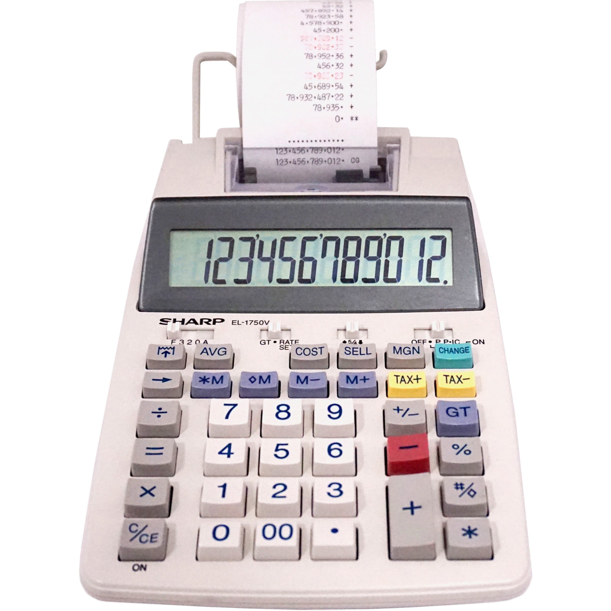sharp el1750v 12 digit compact desktop 2color printing calculator