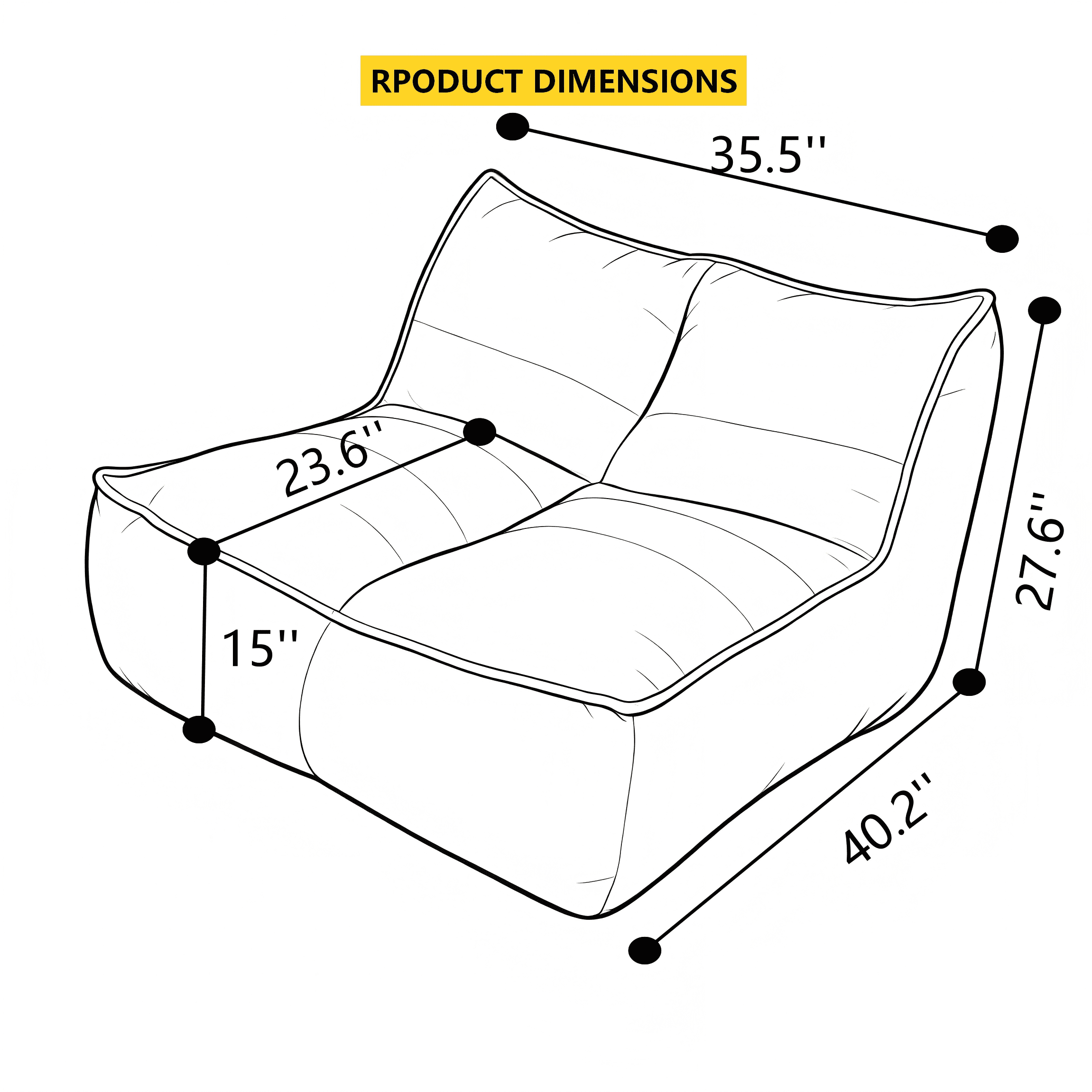 Soft Faux Fur Adult Bean Bag Lounger Sofa, Ergonomic Back Neck Support Vacuum Packed No Assembly Lazy Chair, Fluffy Bean Bag Couch for Bedroom Living Room Dorm Reading Gaming Relaxation