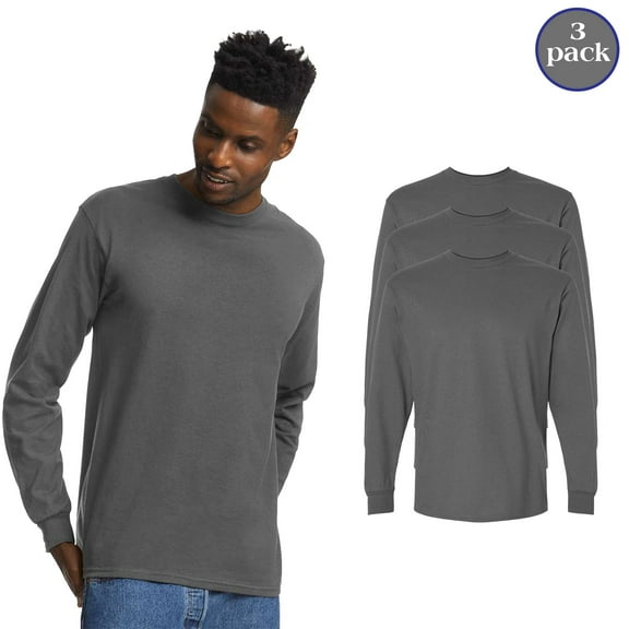 Gildan Unisex Ultra Cotton Long Sleeve Art and Craft T-Shirt, Bulk 3 Pack, Charcoal Tee, S