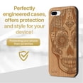 thumbnail image 2 of Case Yard Wooden Case Outside Soft TPU Silicone, Slim Fit Shockproof Wood Protective Phone Cover for Girls Boys Men and Women, Supports Wireless Charging Ice Skull Design case for iPhone-8-Plus, 2 of 7