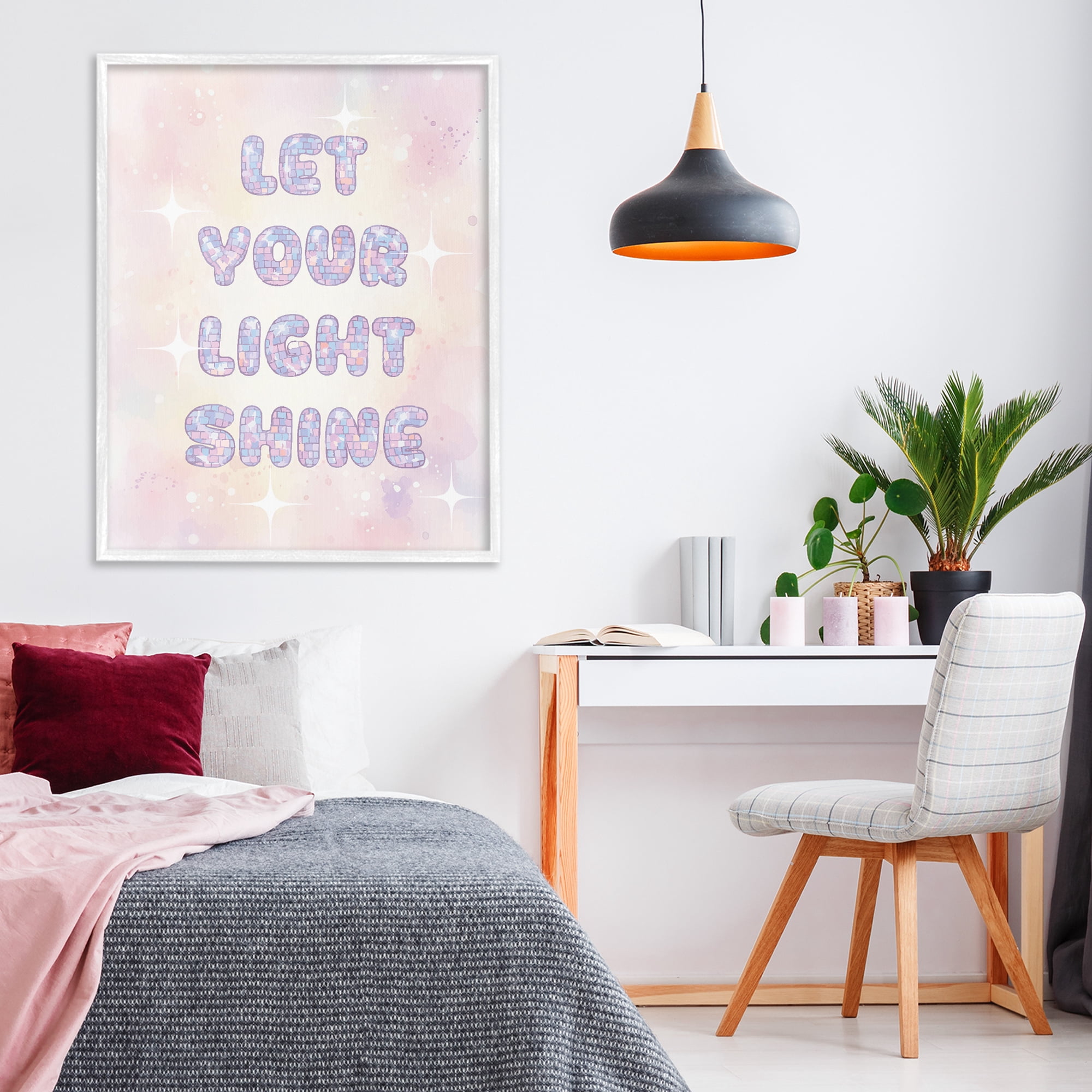 Stupell Industries Let Your Light Shine Pastels White Framed Giclee Art, design by Lil' Rue