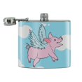 thumbnail image 2 of Flying Pig in the Clouds Stainless Steel 5oz Hip Drink Kidney Flask, 2 of 3
