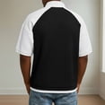 thumbnail image 4 of Hearthz Waffle Mens 1/4 Zip Sweatshirt Patchwork Raglan Mens Short Sleeves Shirts Lightweight Running Gym Basketball Jersey Black XL, 4 of 4