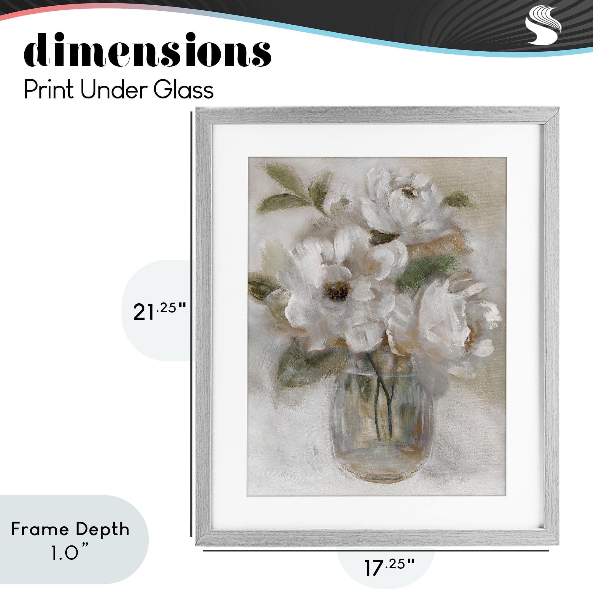 Stupell Industries Brushed Neutrals Bouquet Gray Framed Print Under Glass, design by Nan