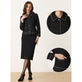 thumbnail image 2 of Chaqueta de Tweed a Cuadros para Mujer de Manga Larga Vintage Outwear Blazer para Oficina Chaqueta Corta Negro L, 2 of 6