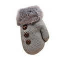 thumbnail image 2 of Dyfzdhu Children Baby Boys Girls Winter Warm Skiing Gloves Kids Fleece Knitted Full Finger Mittens Gloves Grey, 2 of 4