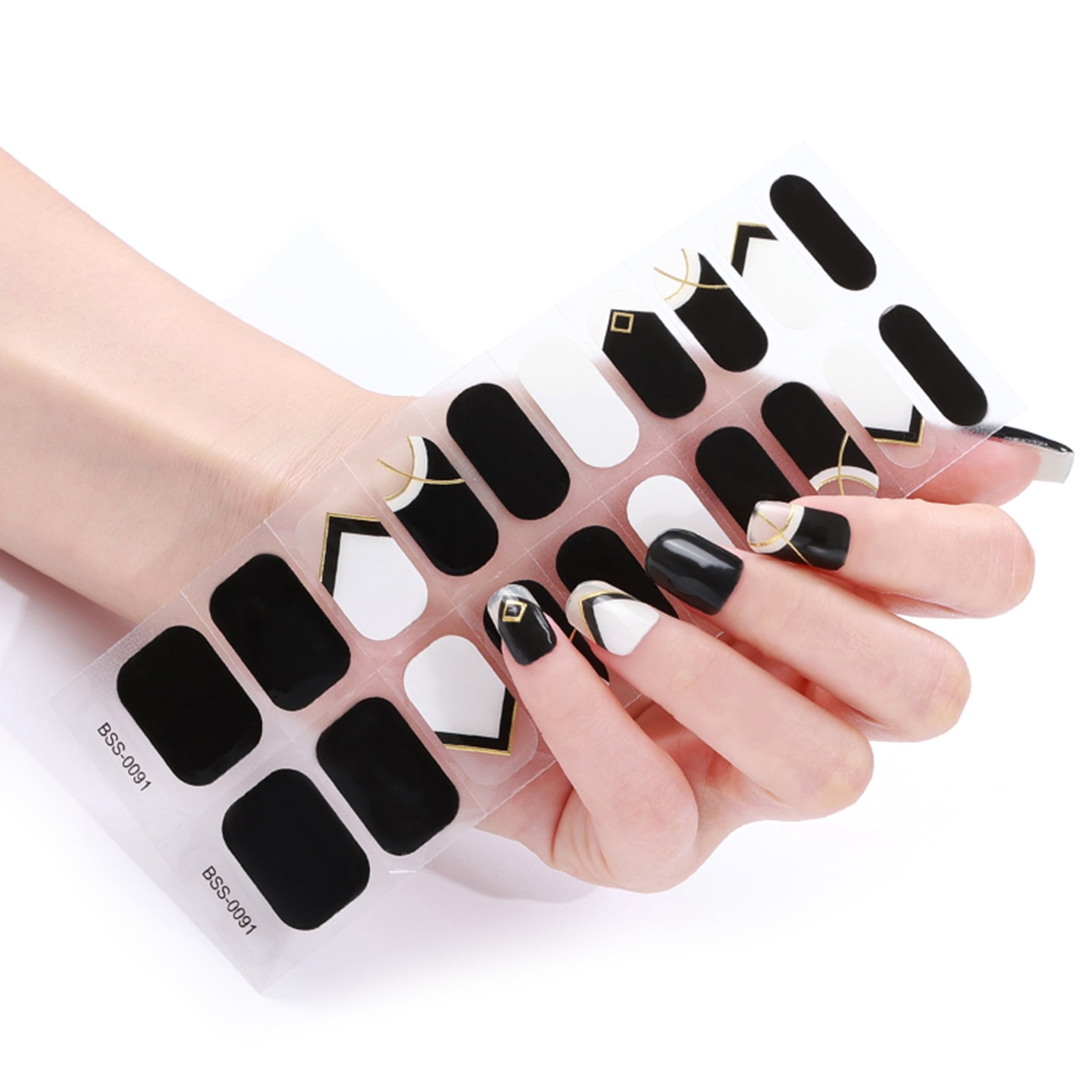 RABBITH 20 Pcs Semi Cured Gel Nail Polish Strips Adhesive Full Wrap Gel