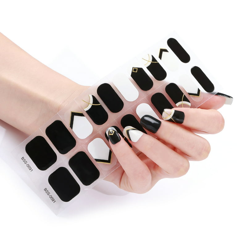 Semicured Gel Nail Stickers UV/LED Lamp Required 20Pcs Gel Nail Polish Wraps