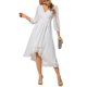 thumbnail image 1 of Vestido de novia de gasa con escote en V, manga larga, plisado, corte A, largo midi, para mujer, 1 of 4