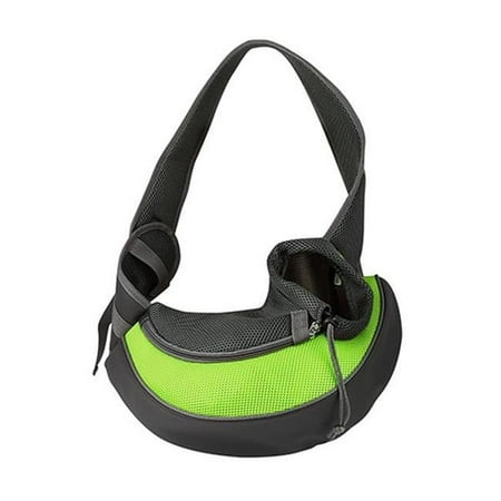 FFF-Green-L-GPCT1096 Hand Free Sling Adjustable Padded Strap Tote Bag Breathable Shoulder Bag Carrying Dog & Cat  Green - Large
