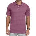 thumbnail image 5 of GIRUNS Mens Golf Shirts Moisture Wicking Dry Fit Performance Sport Short Sleeve Casual Striped Polo Shirts Pink Stripe L, 5 of 7