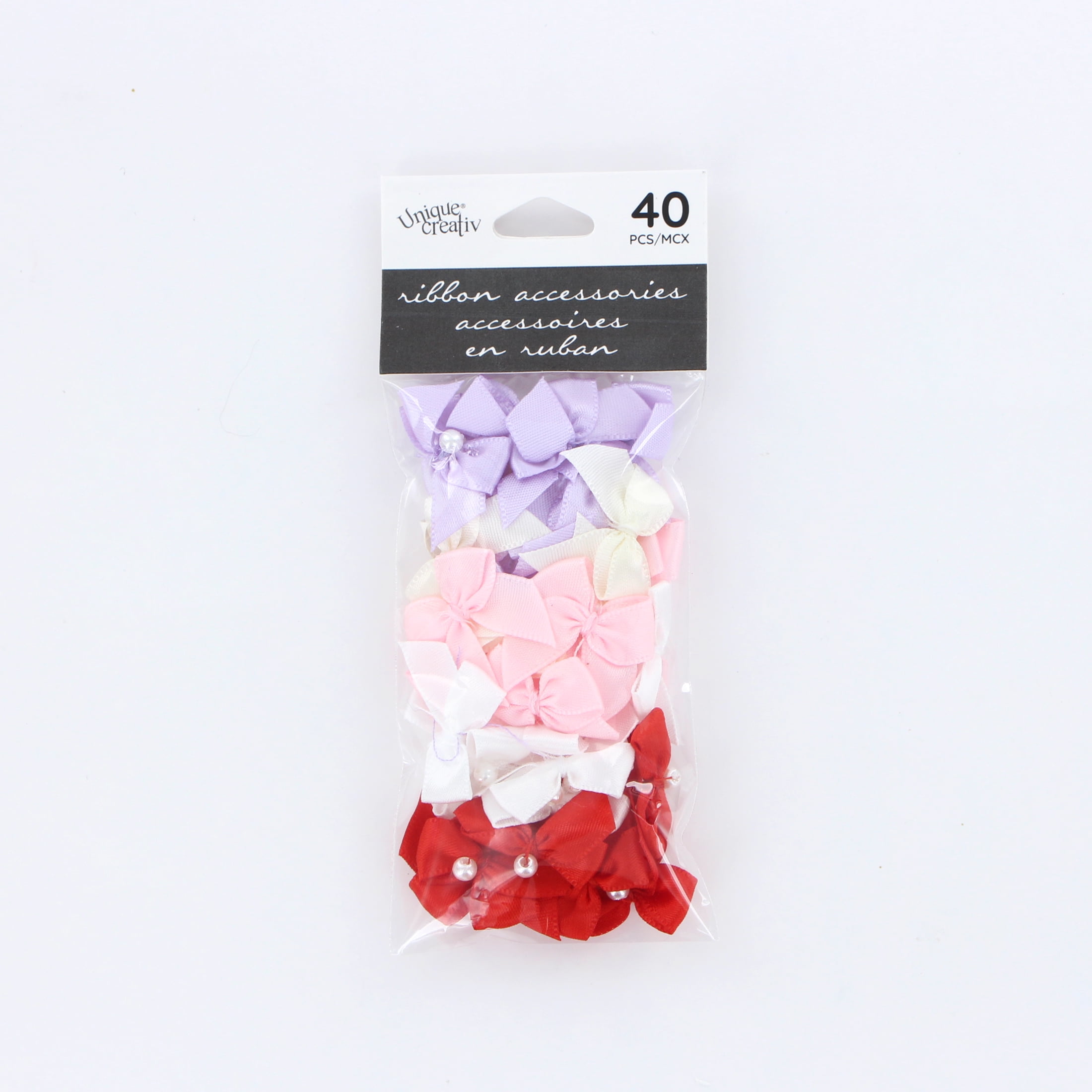 UNIQUE CREATIV, Loop Bow, Accessories, 100% Polyester, 40 pcs, Assorted, 2.5cm x 2cm (1" x ⅛")