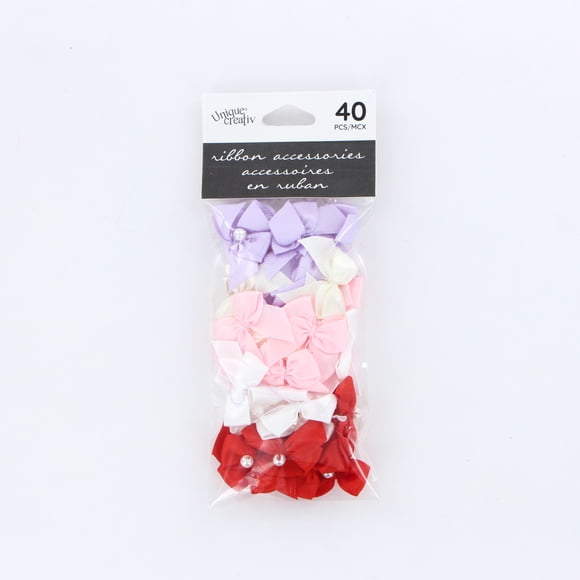 UNIQUE CREATIV, Loop Bow, Accessories, 100% Polyester, 40 pcs, Assorted, 2.5cm x 2cm (1" x ⅛")