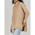 thumbnail image 6 of Sanmadrola Oversized Turtleneck Sweaters for Women 2023 Fall Winter Long Batwing Sleeve Split Hem Jumper Pullover Knit Sweater Tops, Khaki, 2XL, 6 of 8