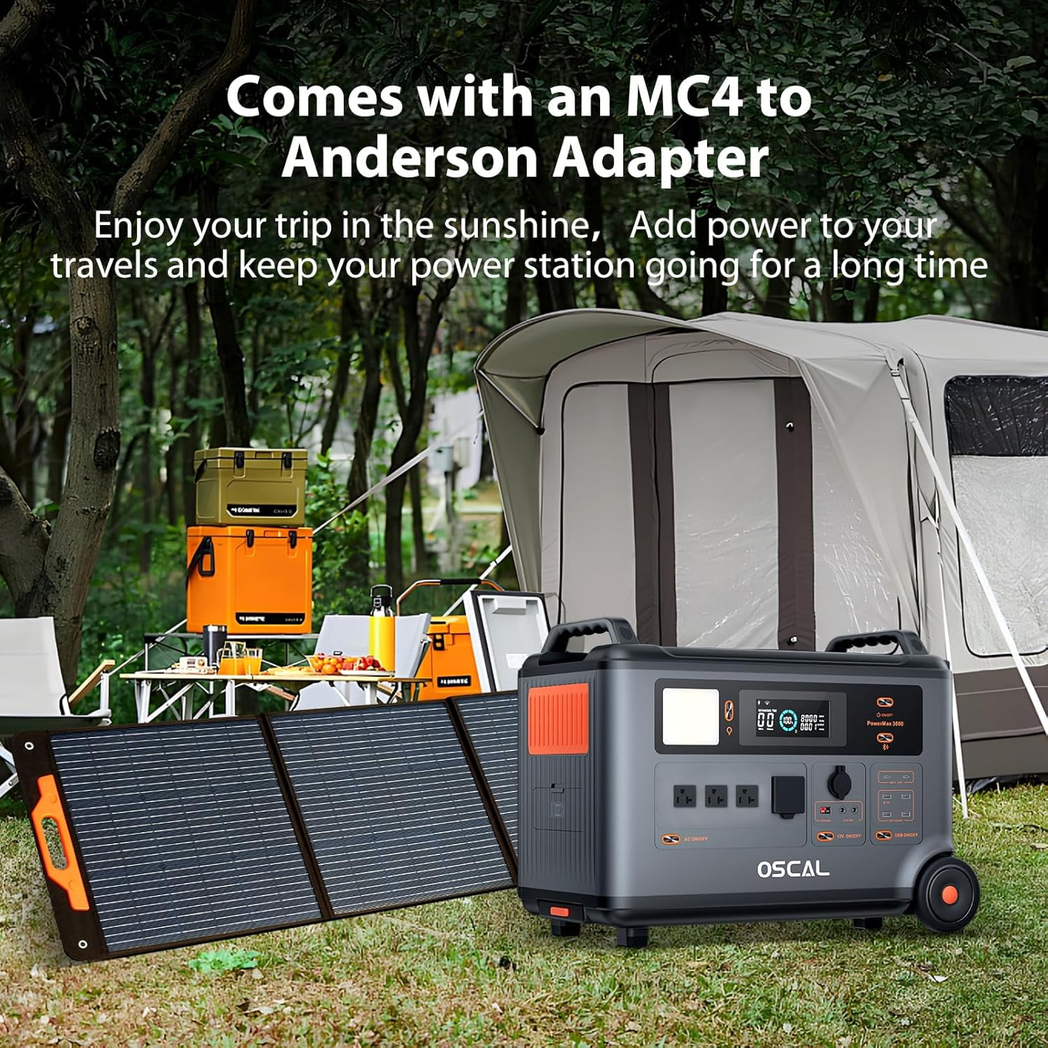 OSCAL Portable Power Station 6000W with 2x400W Solar Panel, 3600Wh LiFeP04 Solar Generator for Home Use, Outdoor Camping, PowerMax 6000